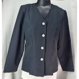 Vintage Elisabeth Lightweight Pinstripe Blazer Jacket Women's Size 12 Mob Wife